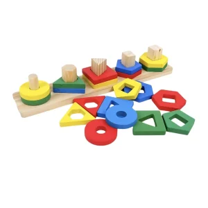 Encaje Didáctico de Figuras y Colores en Madera