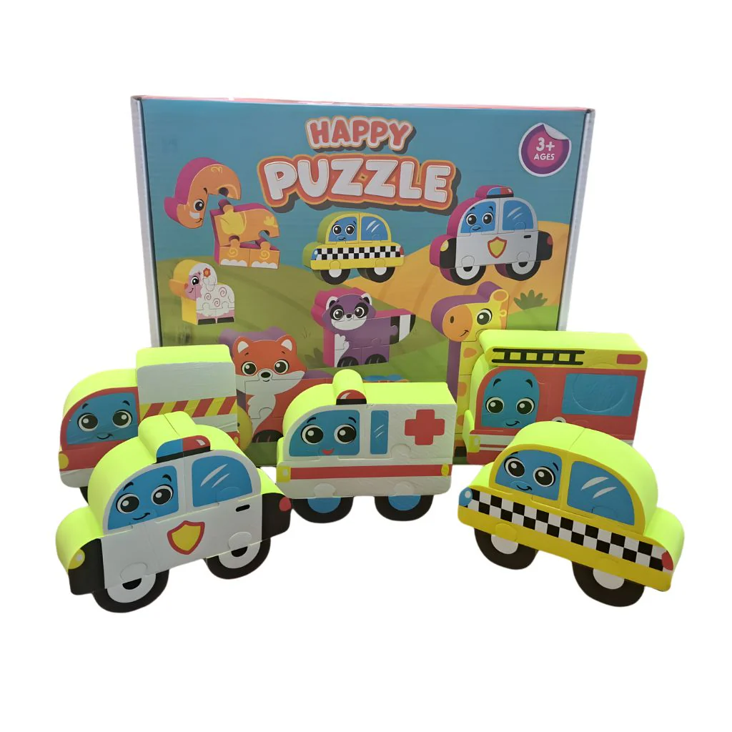 Rompecabezas Vehículos Felices de Goma Eva