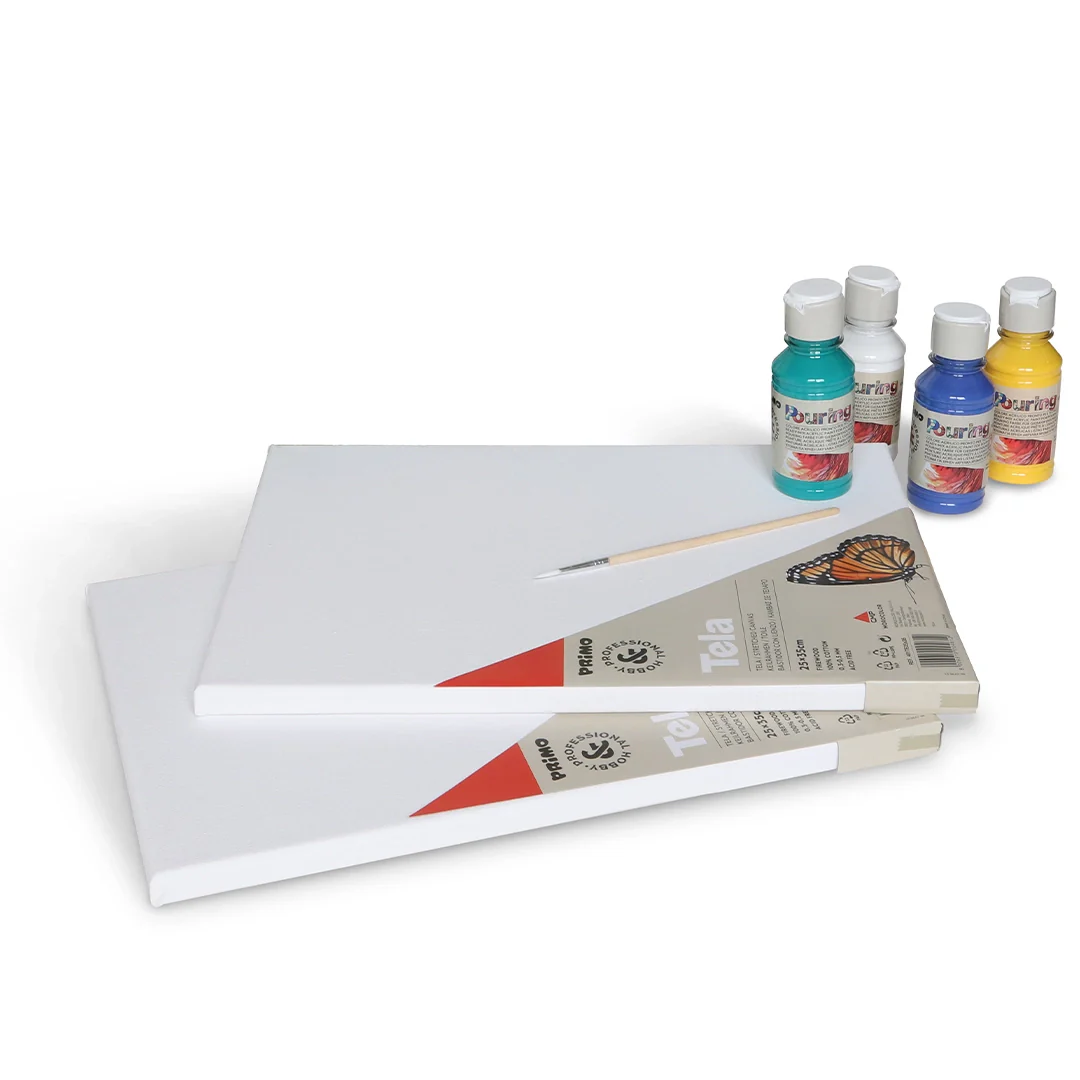 Kit de Pouring - Set de 4 colores acrílicos + 2 lienzos - Imagen 3